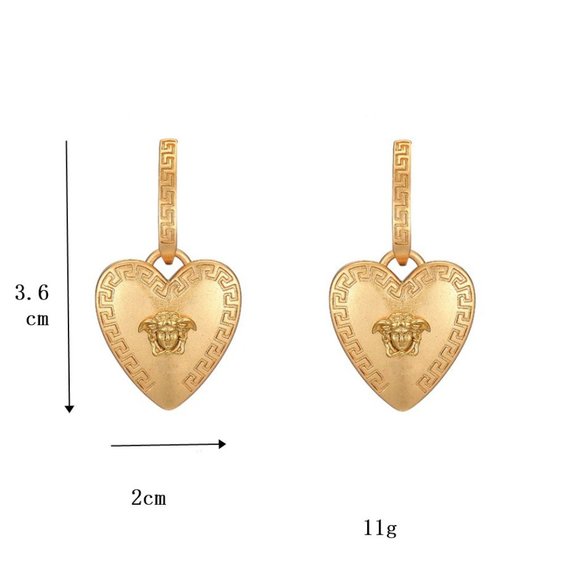 Roman Art Portrait Heart Huggie Earrings - Picture 7 of 12